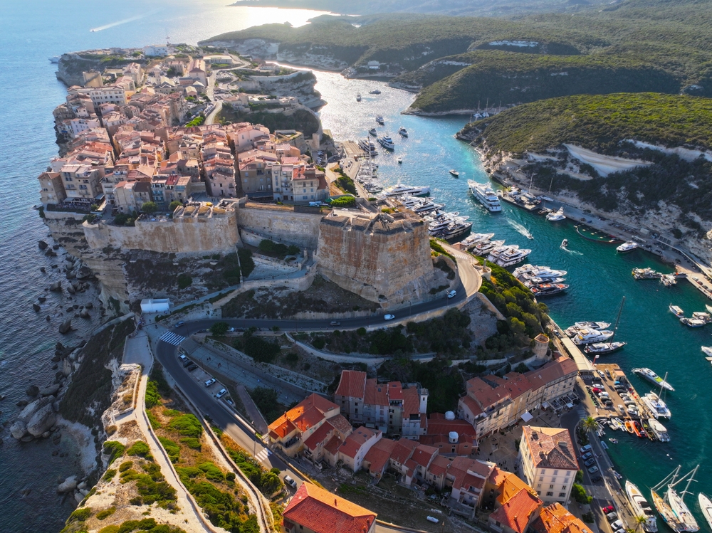 Corsica.,Bonifacio,,France.,Boats,And,Yachts.,View,From,Above.,Drone