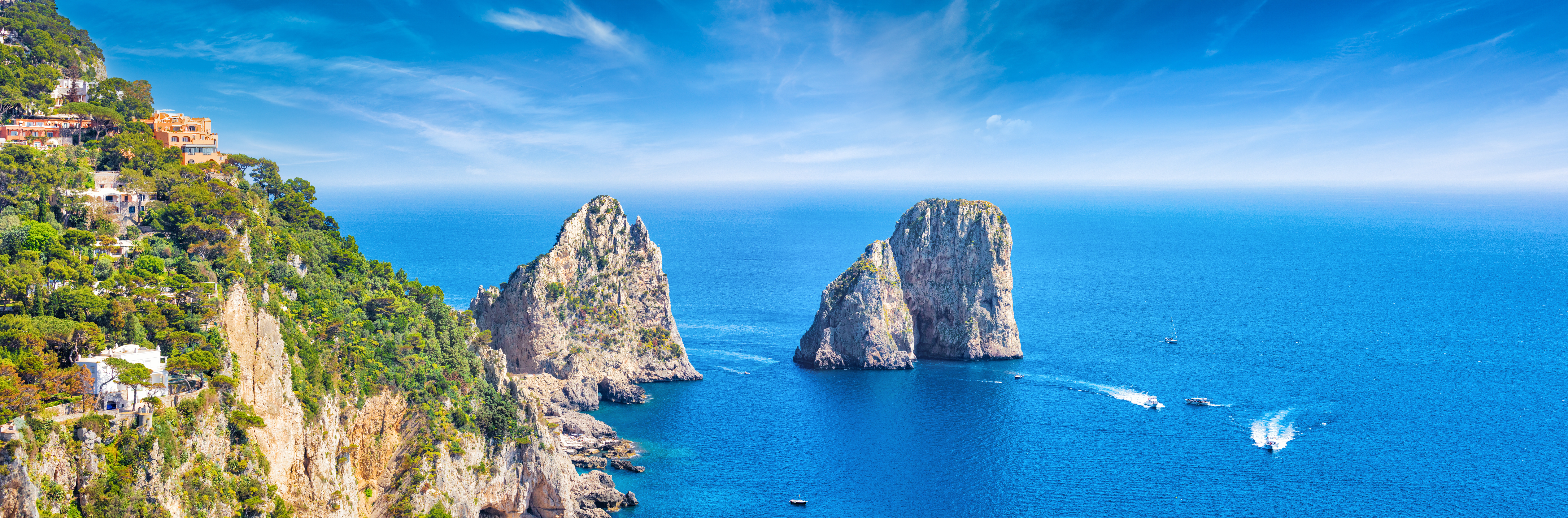 Panoramic,View,Of,Famous,Faraglioni,Rocks,,Most,Visited,Travel,Attraction
