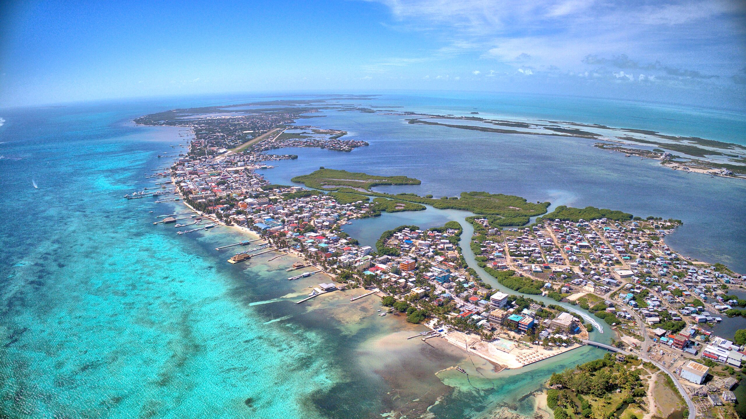 San,Pedro,Island,Drone,Shot,With,Bridge,In,View