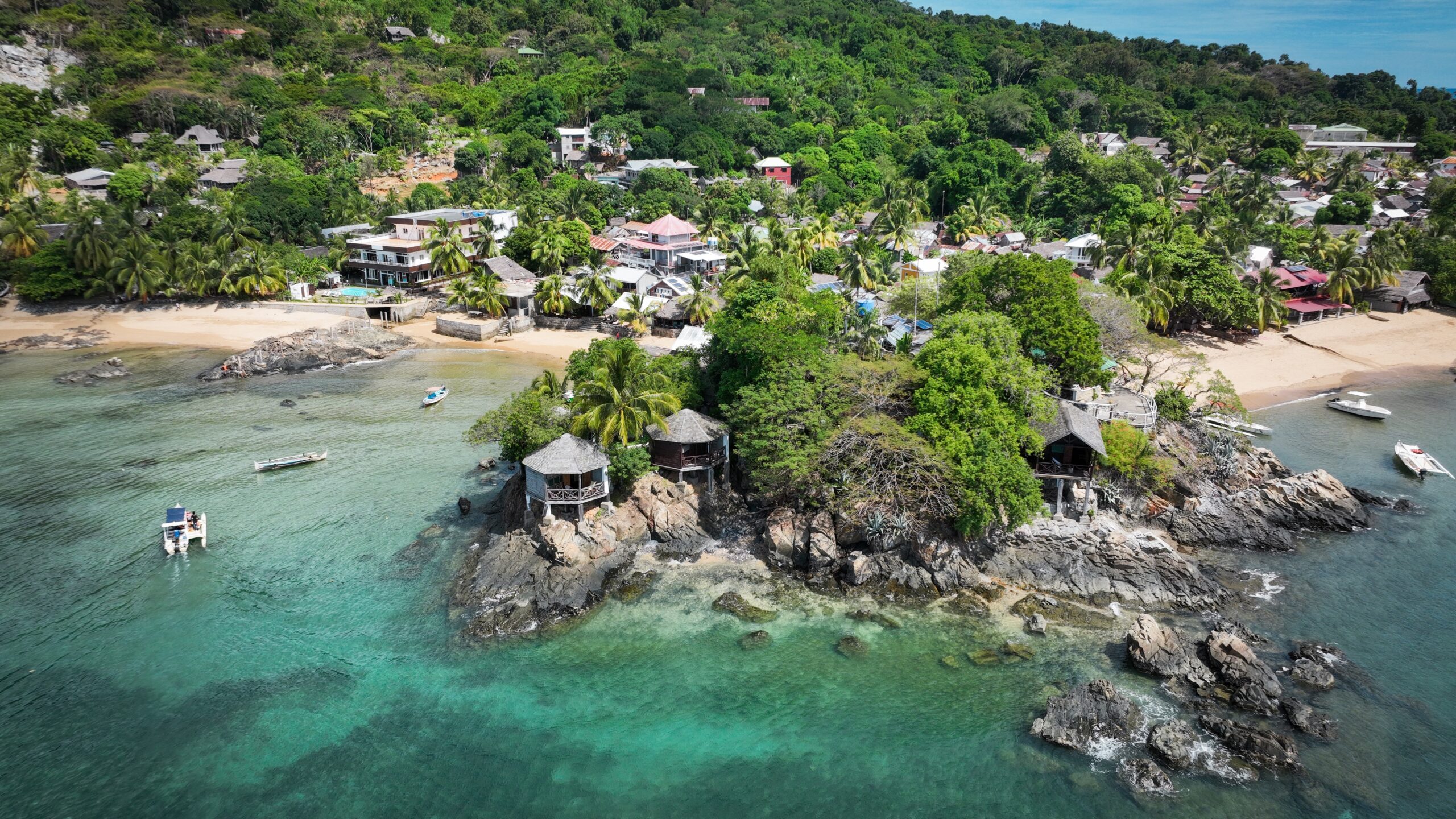 Aerial,View,Of,Nosy,Komba,Island,Revealing,Serene,Beaches,And