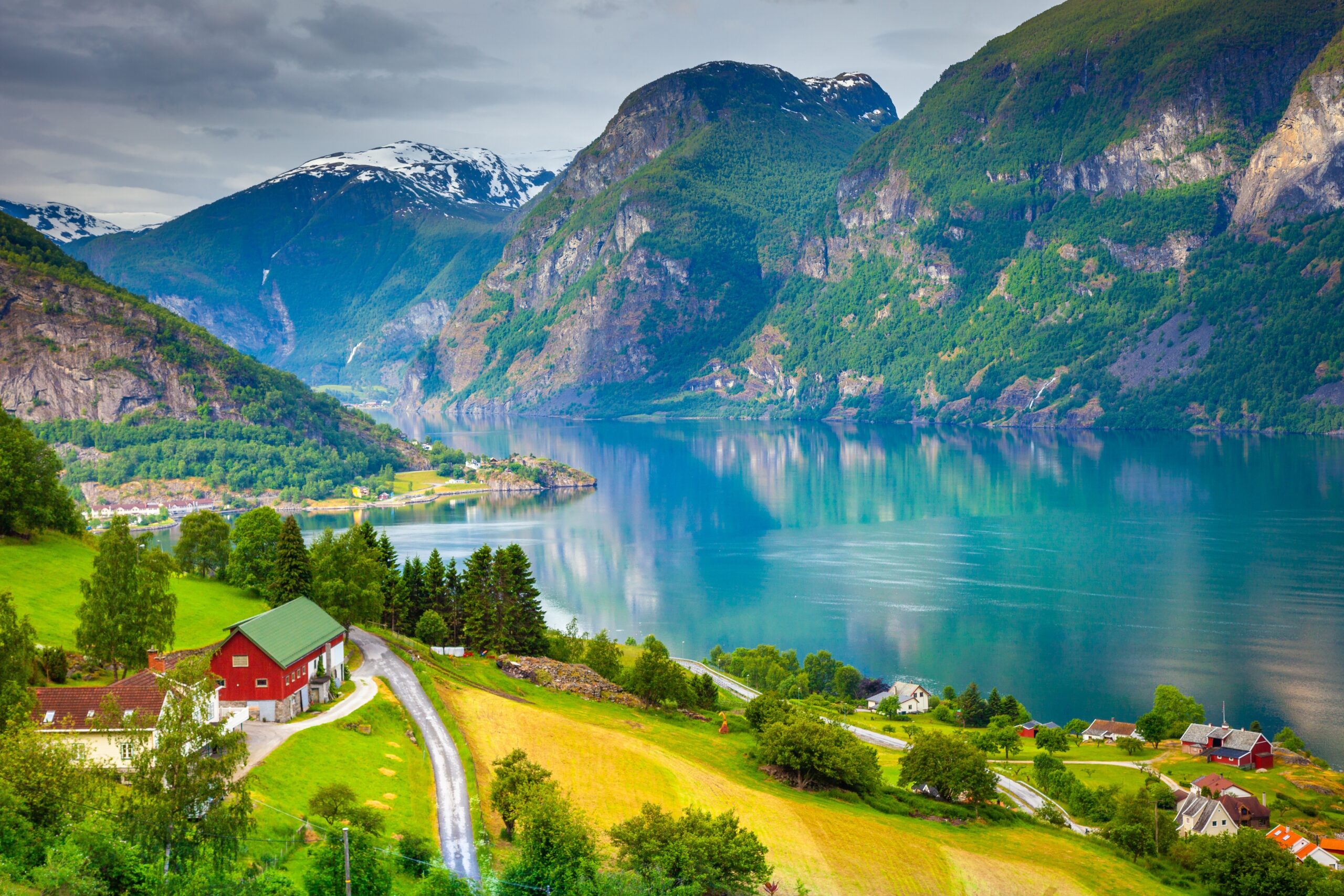 Norway,Countryside,And,Farms,In,Aurlandsfjord,Branch,Of,Sognefjord,,Scandinavia