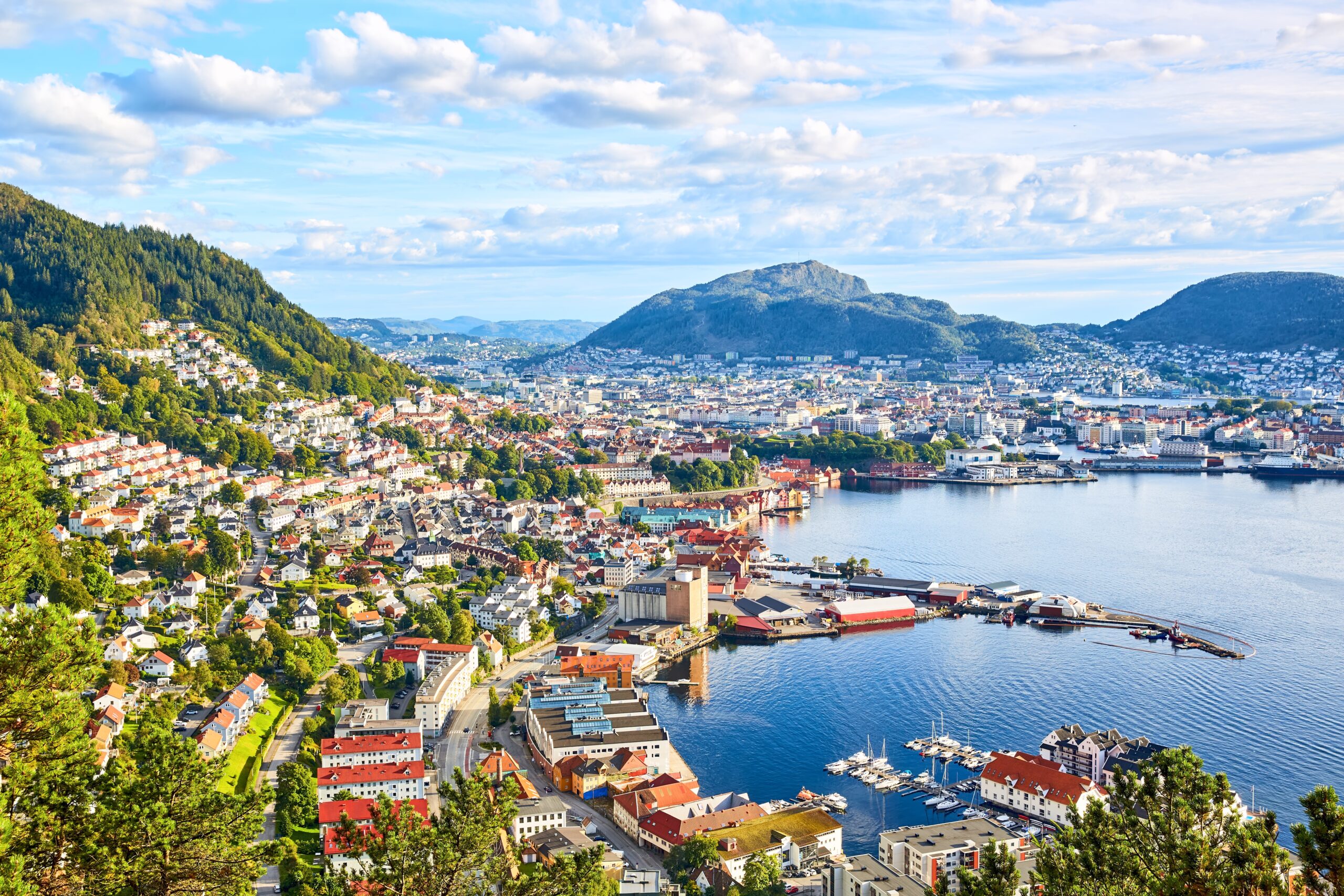 Bergen,Viewed,From,Mountain,In,Sandviken,,Norway