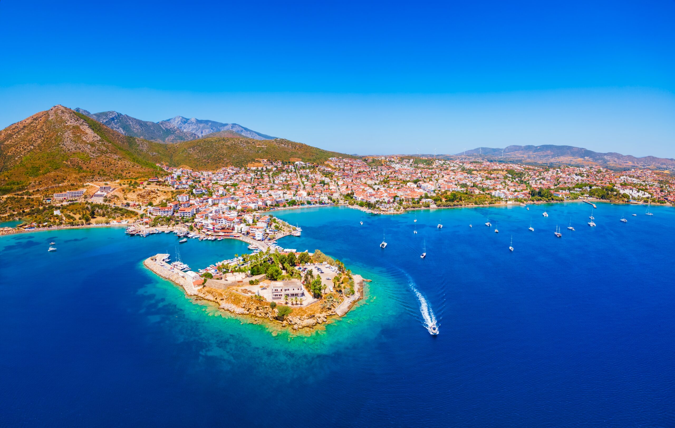 Datca,City,Beach,And,Marina,Aerial,Panoramic,View.,Datca,Is