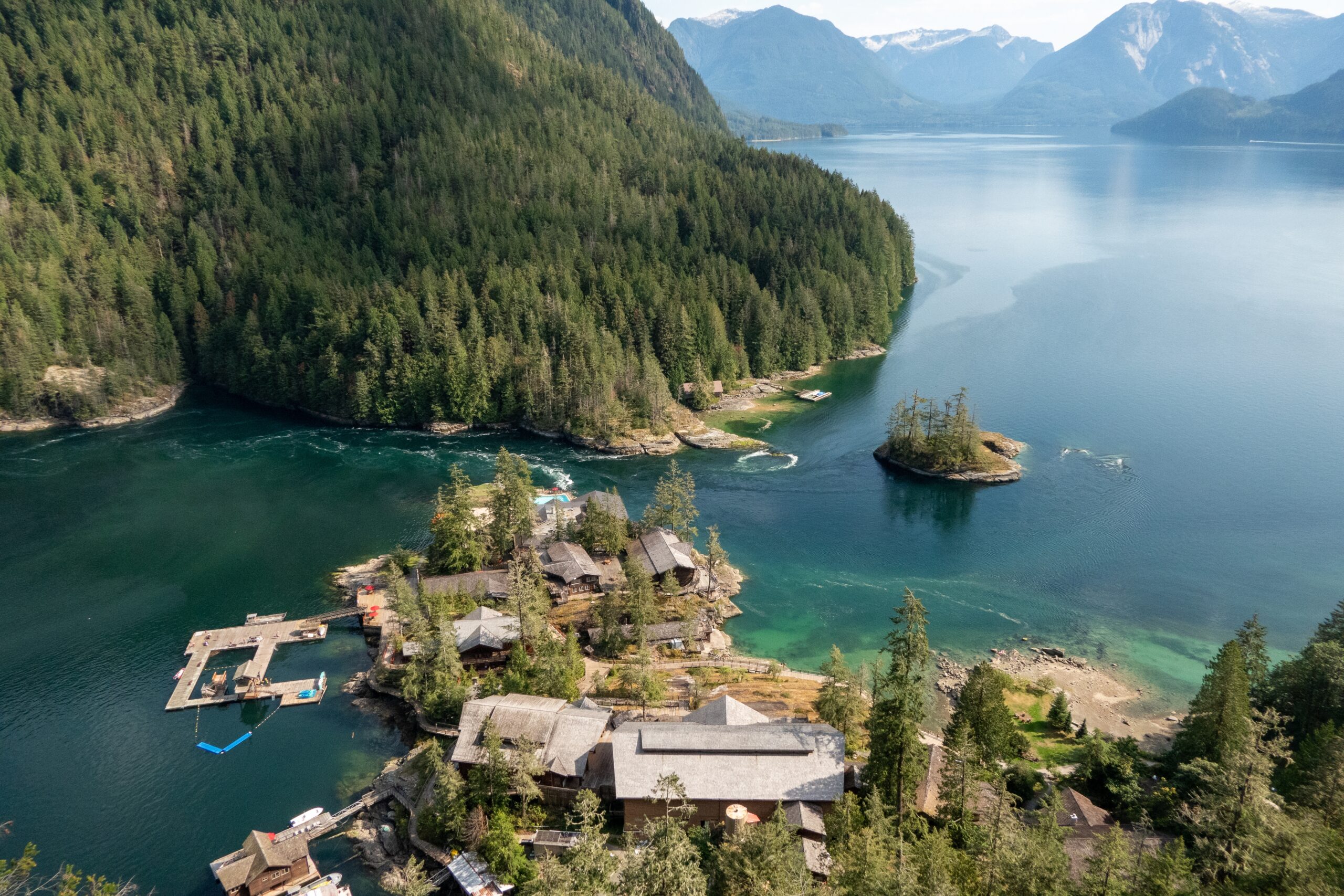 Aerial,View,Of,Summer,Camp,,Inlet,In,British,Columbia,,Canada