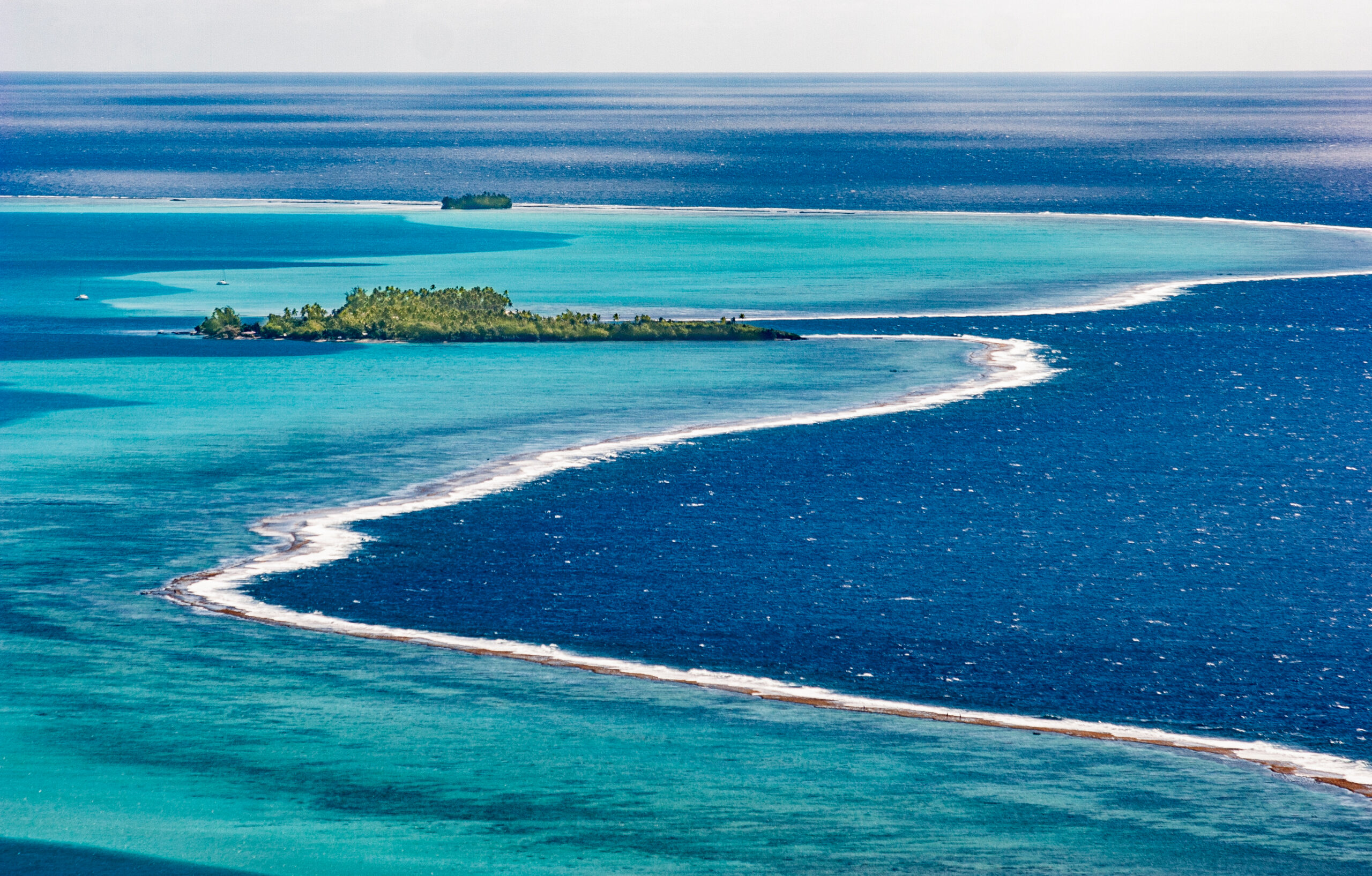 Approaching,Raiatea,Island,From,Sea,,French,Polynesia,,Society,Islands,,South