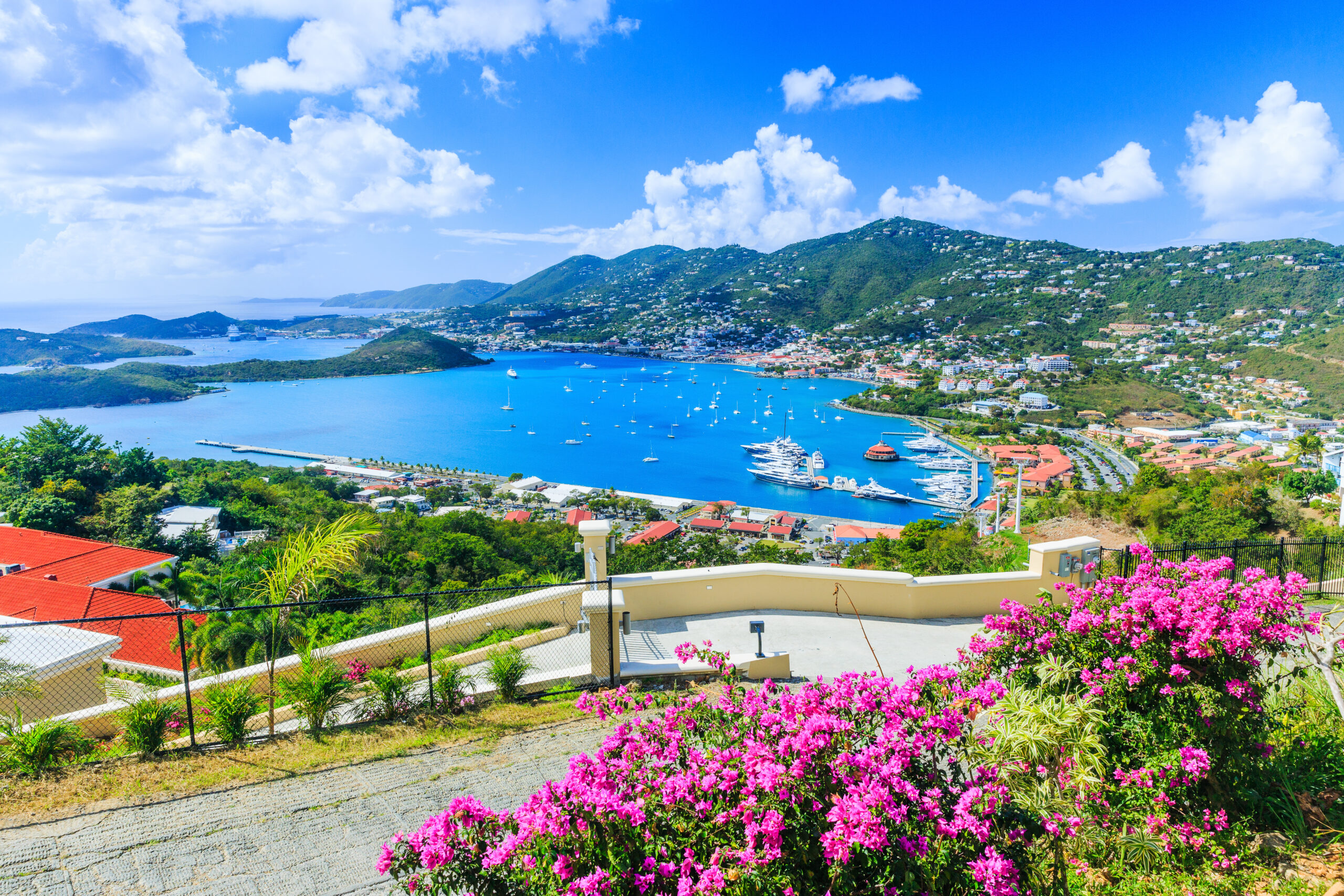 Caribbean,,St,Thomas,Us,Virgin,Islands.,Panoramic,View.