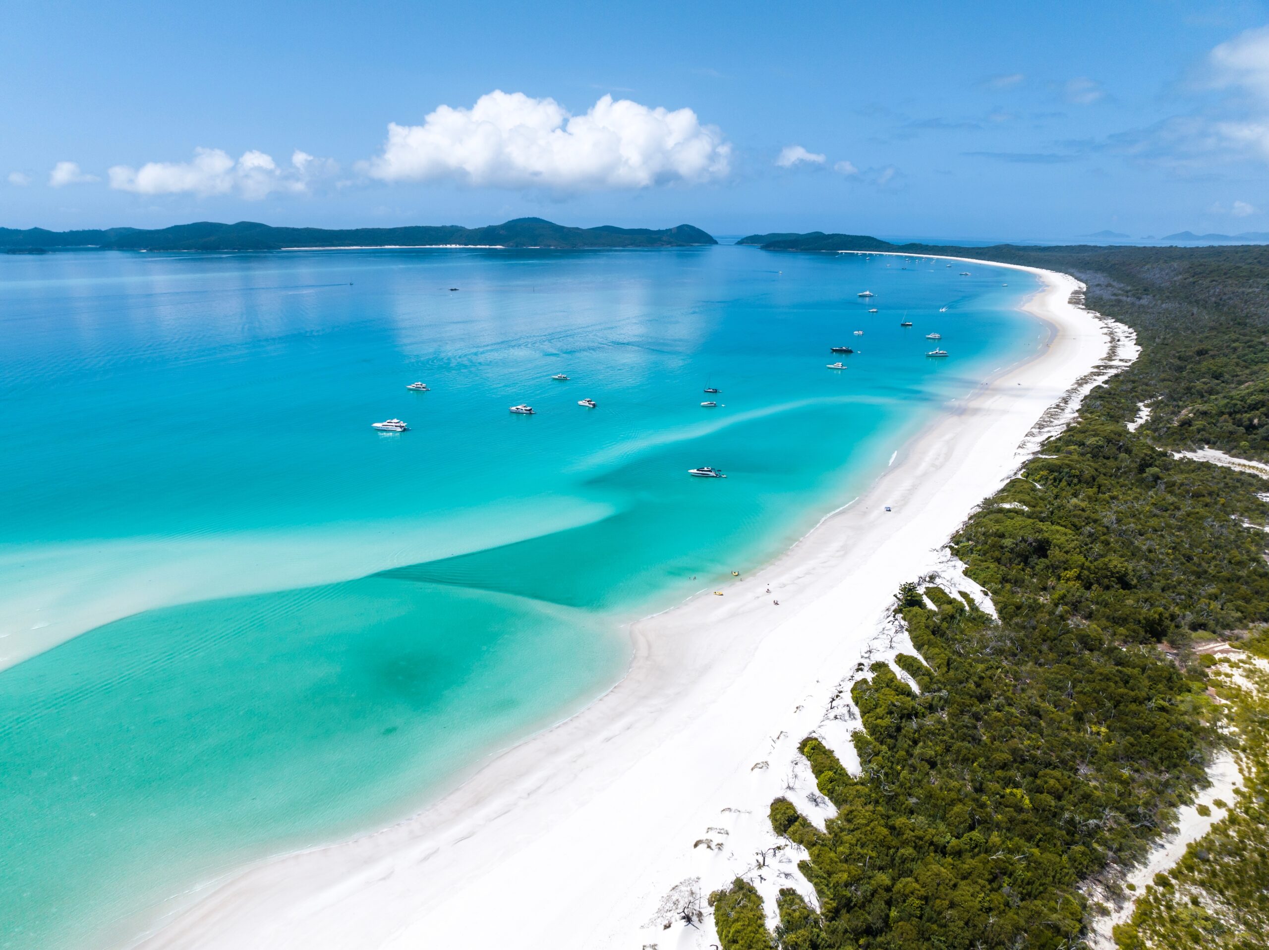 Beautiful,High,Angle,Aerial,Drone,View,Of,Famous,Whitehaven,Beach,