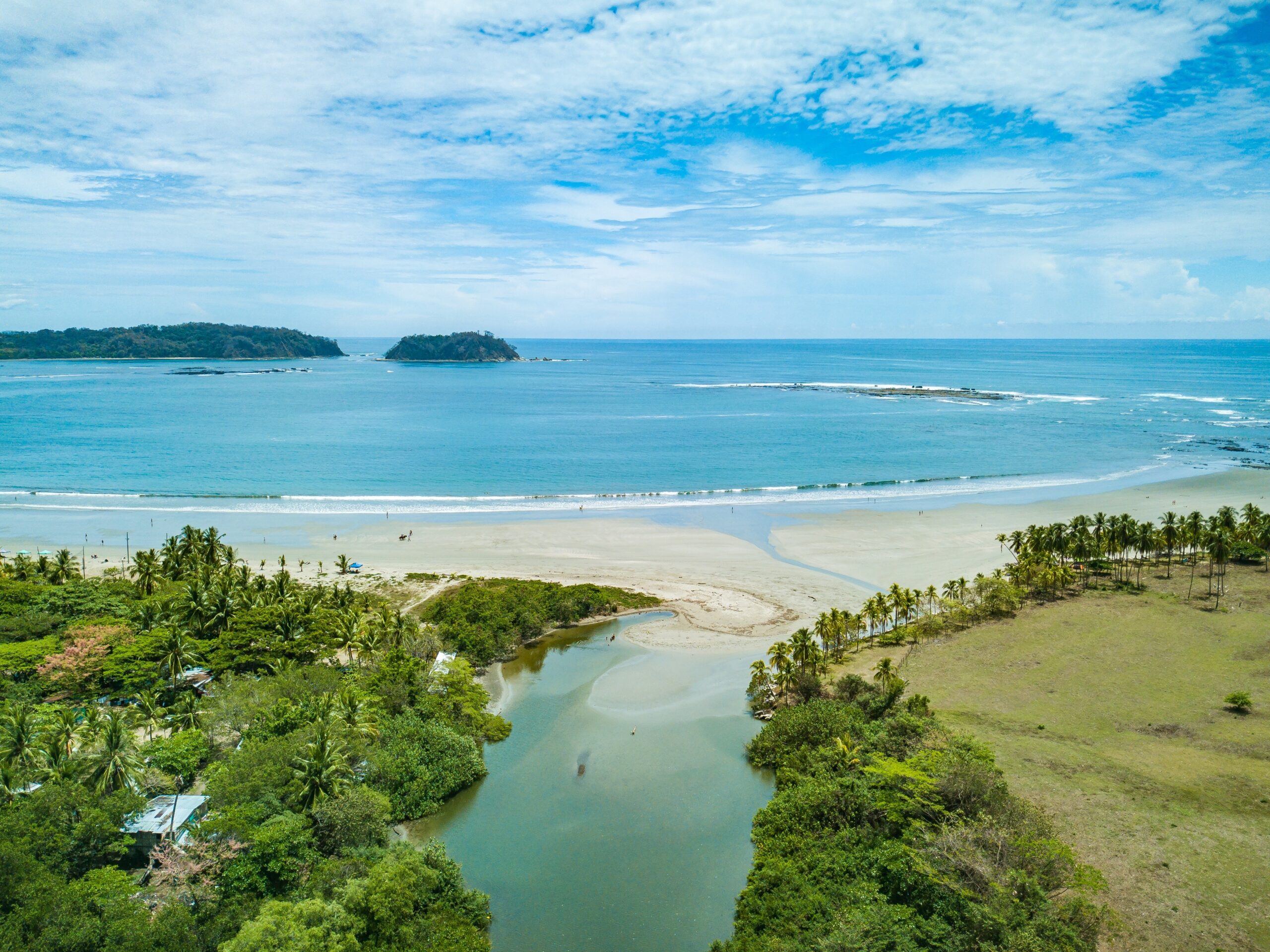 Playa,Samara,,Guanacaste,,Costa,Rica,-,Aerial,Drone,Shot,Of