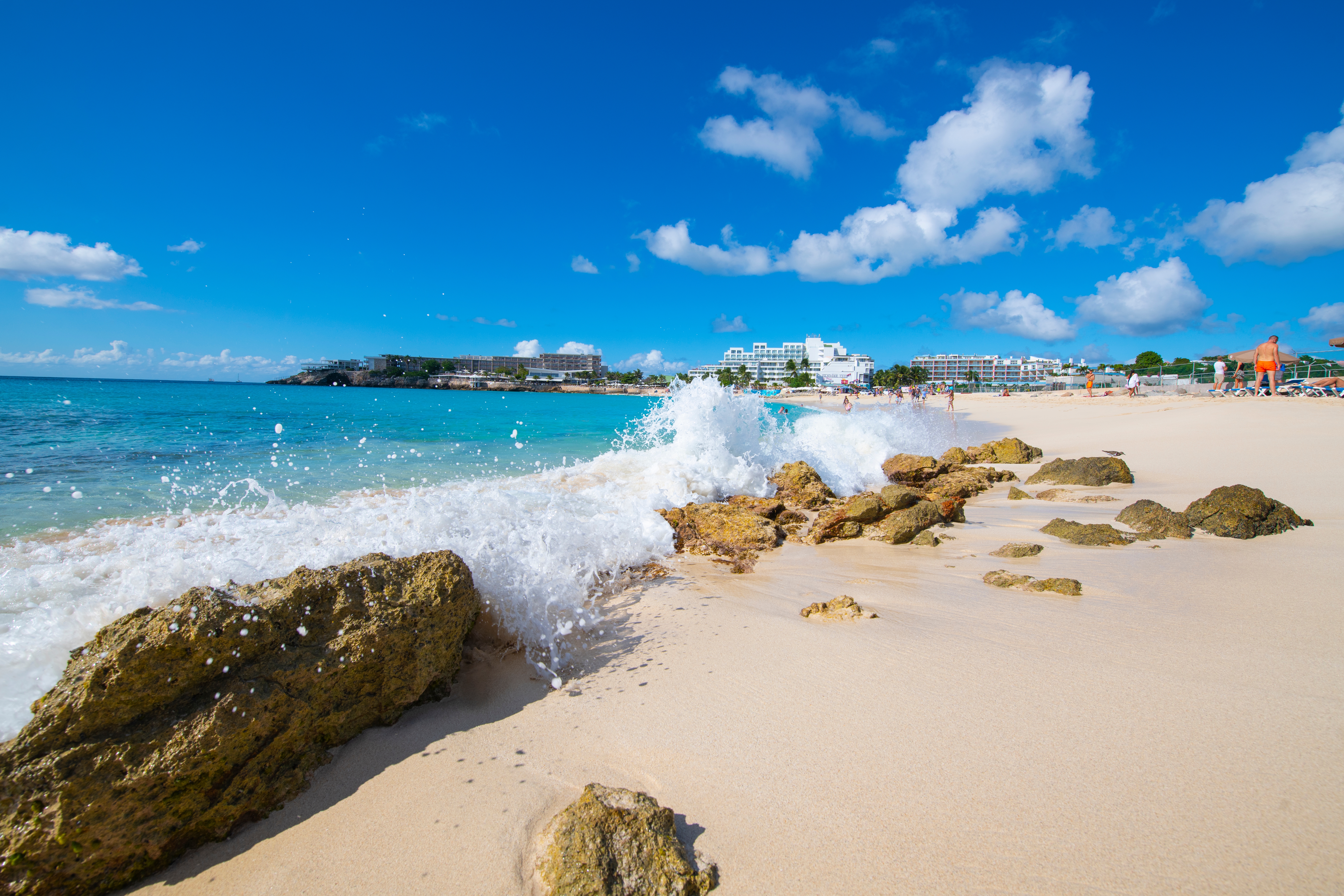 St Martin-Maho Beach-people waiting for airplane